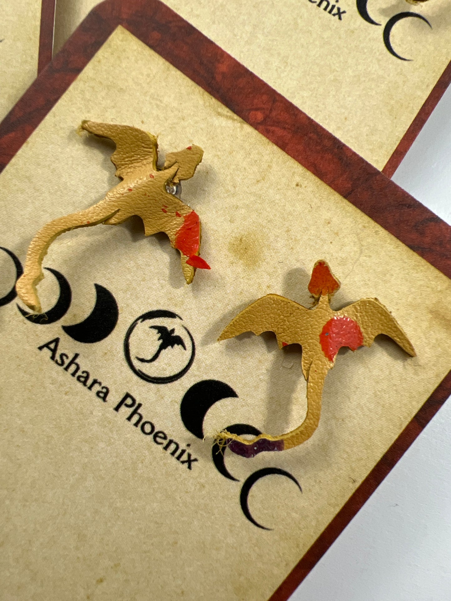 Painted Embers  Fire Dragon Stud Earrings