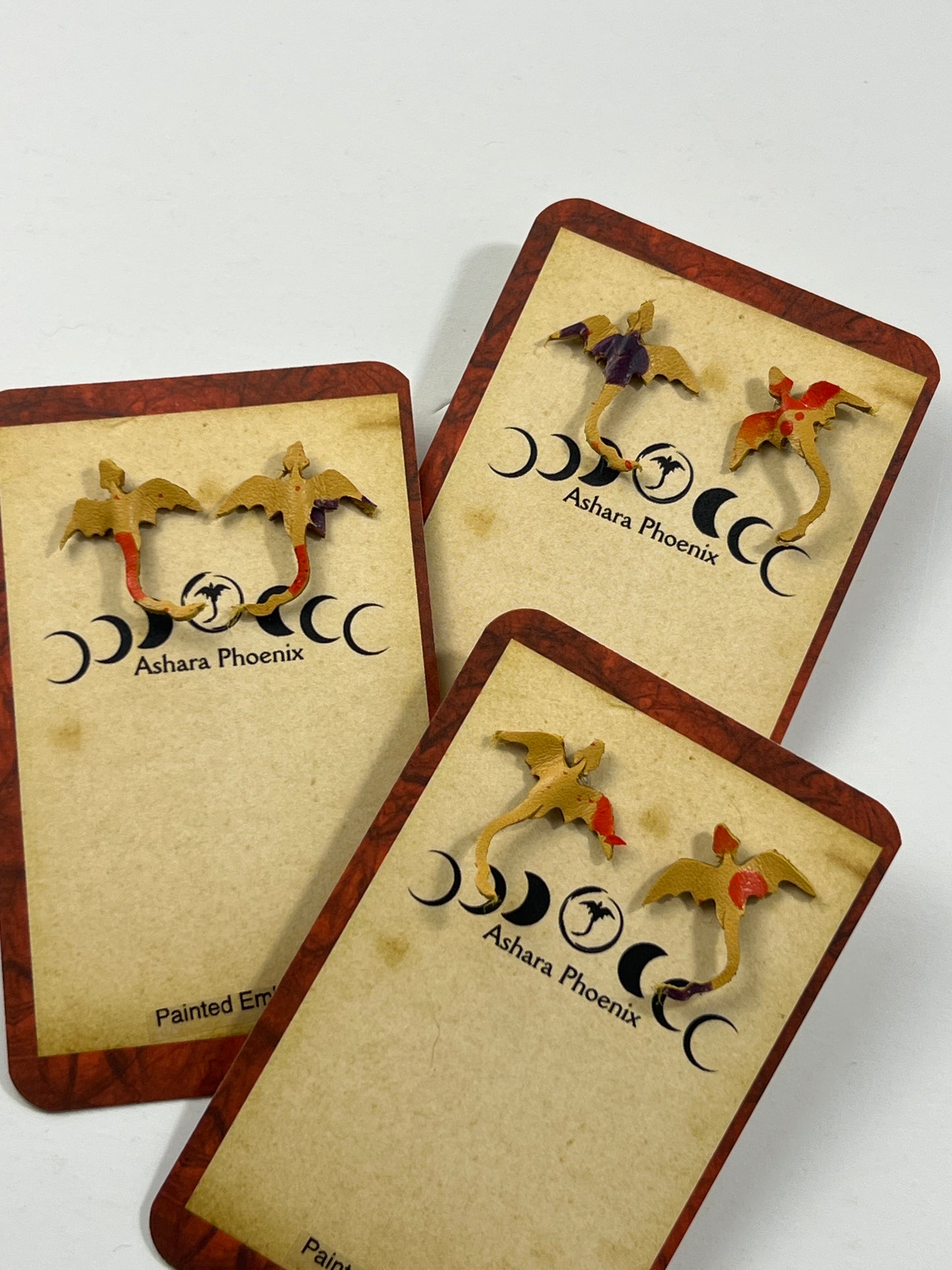 Painted Embers  Fire Dragon Stud Earrings