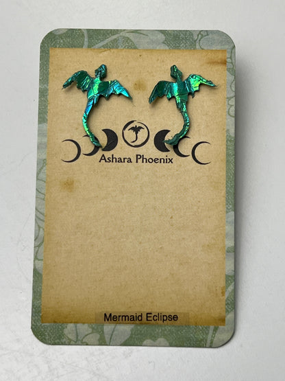 Mermaid Eclipse Dragon Stud Earrings