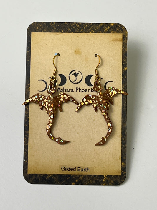Gilded Earth Mini Dragon Earrings