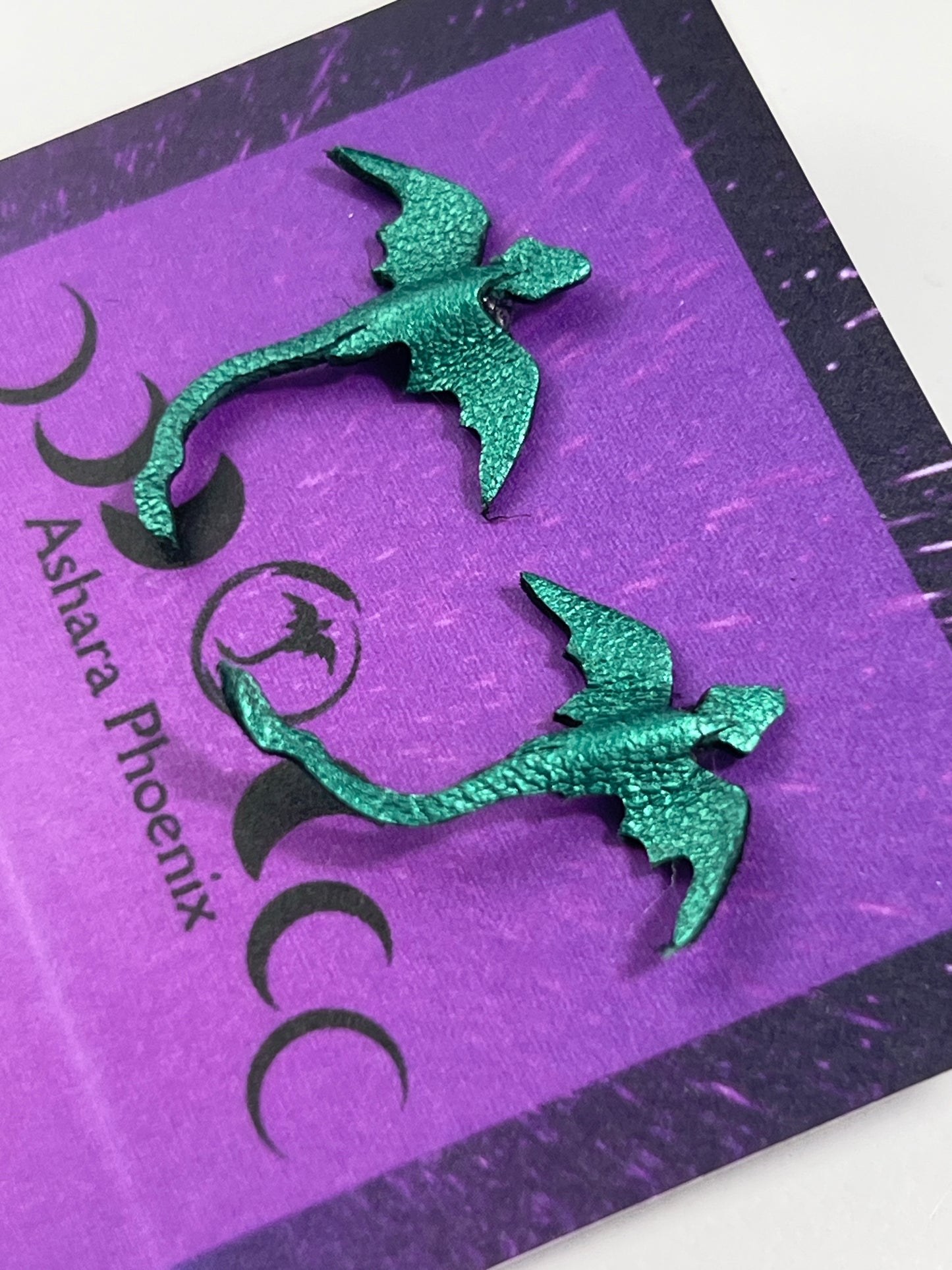 Verdant Star Comet Dragon Stud Earrings