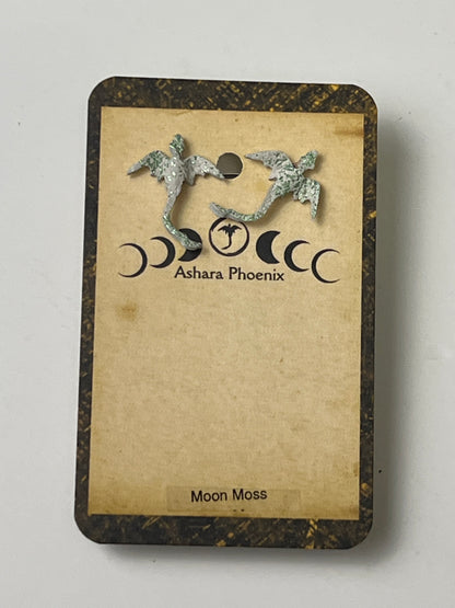 Moon Moss Earth Dragon Stud Earrings
