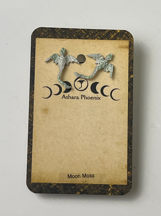 Moon Moss Earth Dragon Stud Earrings