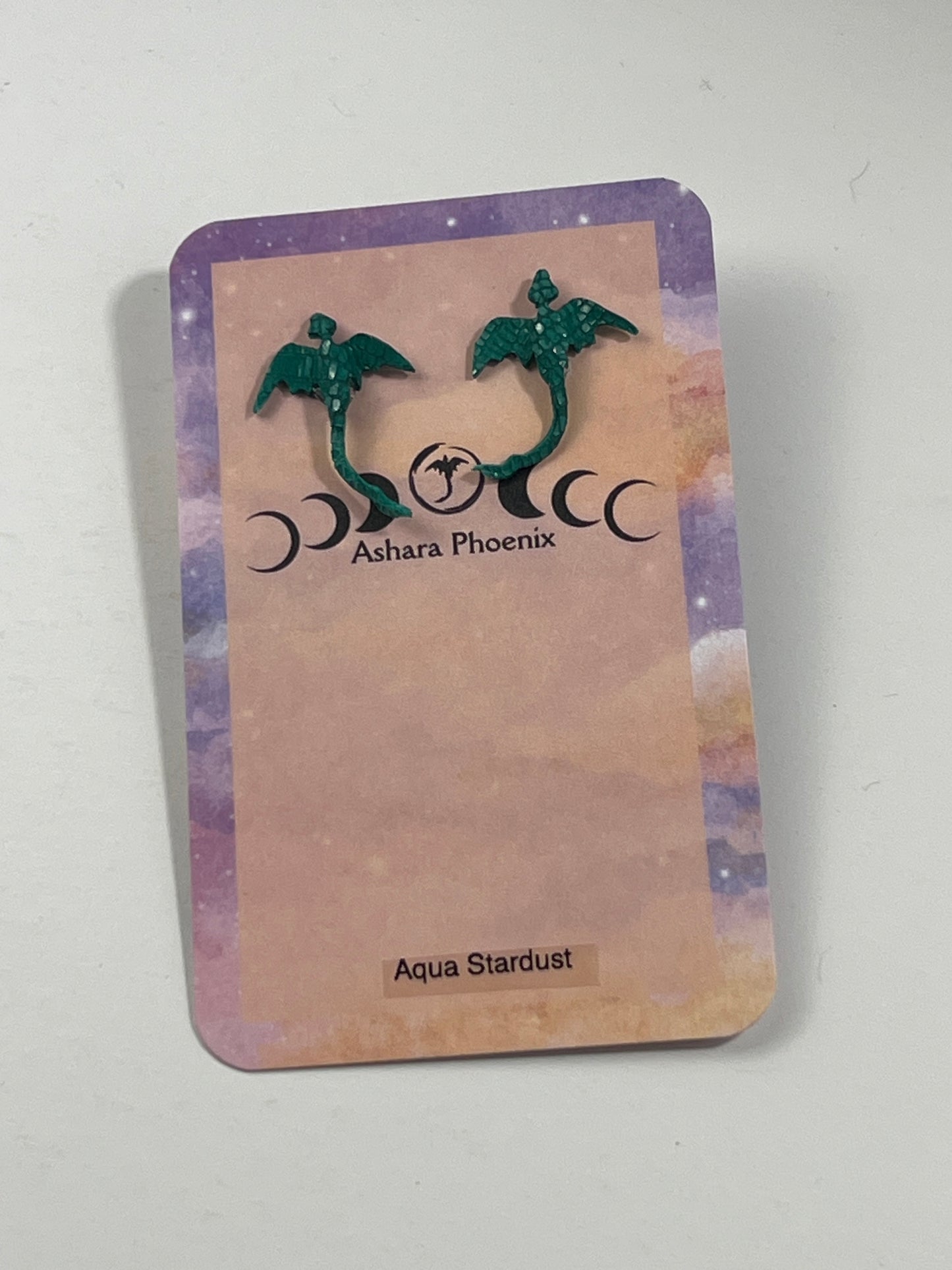 Aqua Stardust Dream Dragon Stud Earrings