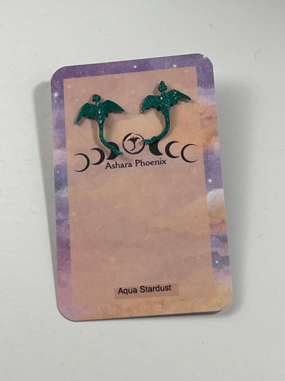 Aqua Stardust Dream Dragon Stud Earrings