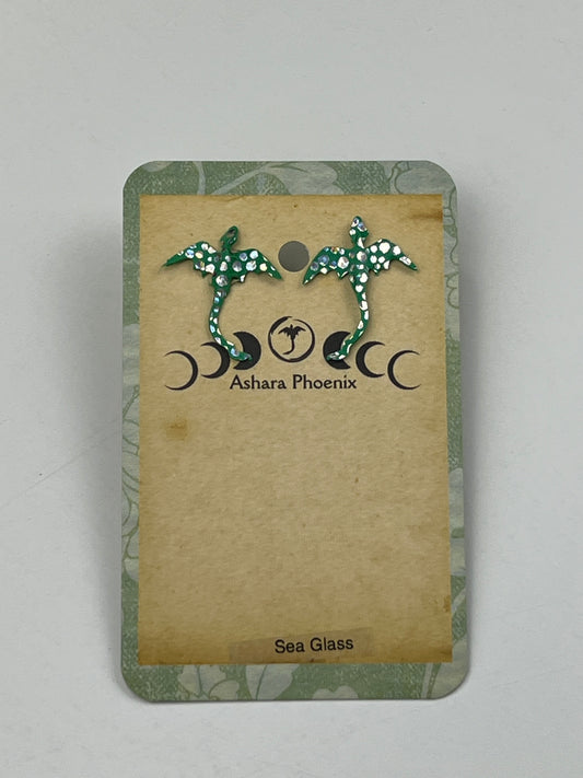 Sea Glass Dragon Stud Earrings