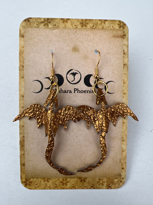 Crinkled Bronze Golden Dragon Earrings | Forged Texture, Grounded Power