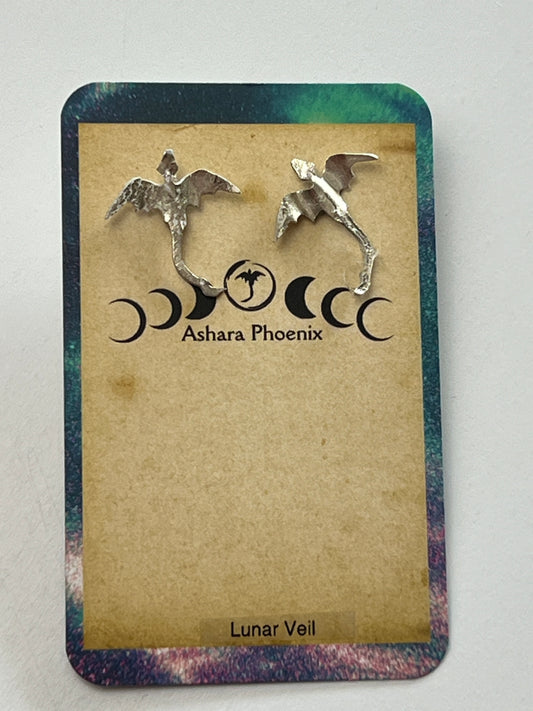 Lunar Veil Dragon Stud Earrings