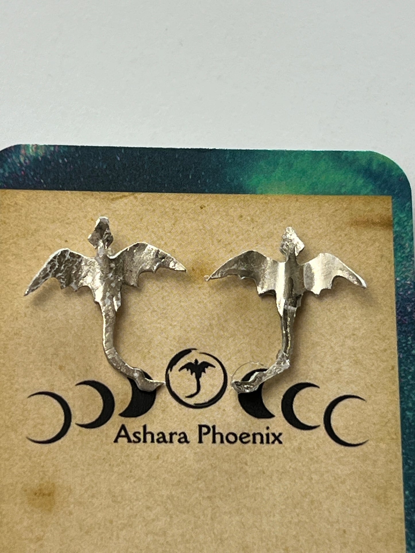 Lunar Veil Dragon Stud Earrings