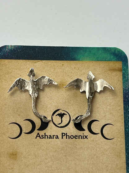 Lunar Veil Dragon Stud Earrings