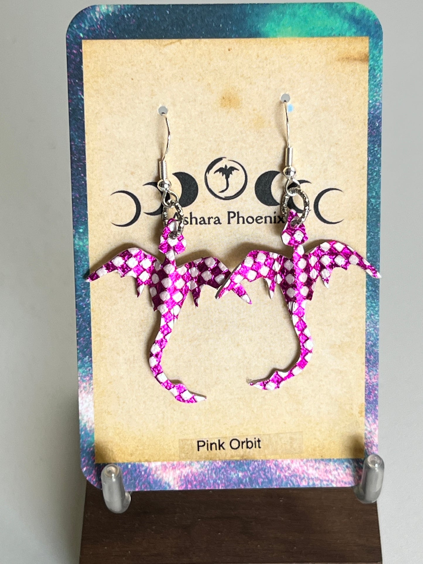 Pink Orbit Dragon Mini Earrings