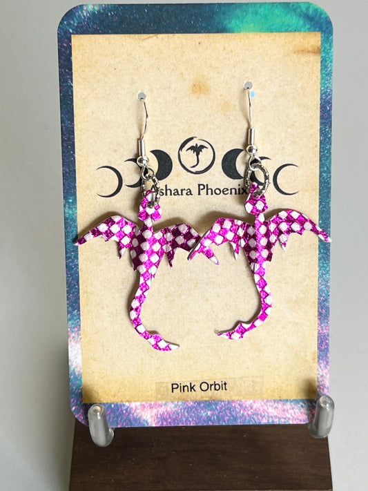 Pink Orbit Dragon Mini Earrings