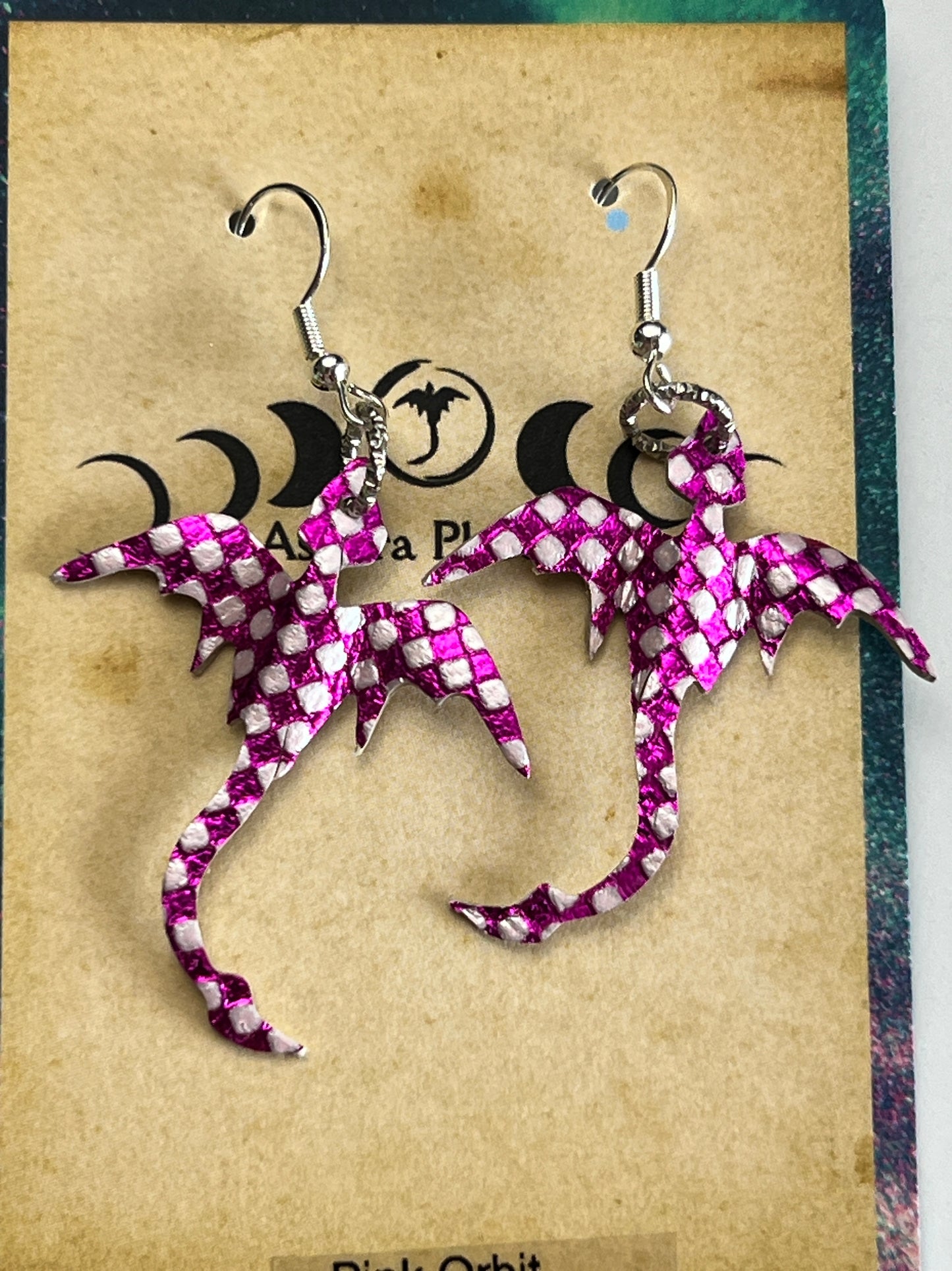 Pink Orbit Dragon Mini Earrings