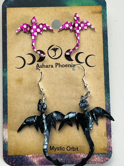 Mystic Orbit Mini and Stud Combo Dragon Earrings