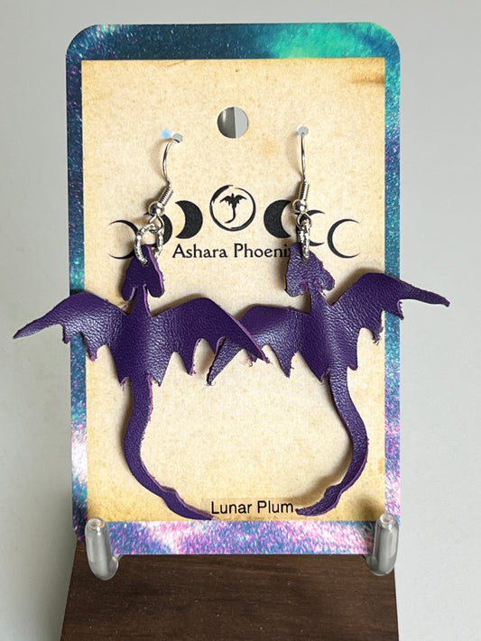 Lunar Plum Dragon Earrings