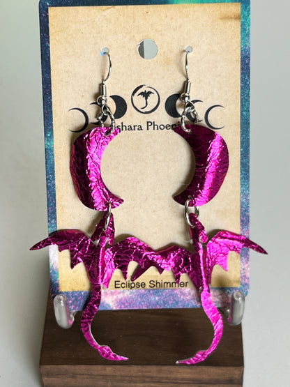 Eclipse Shimmer Dragon and Moon Earrings