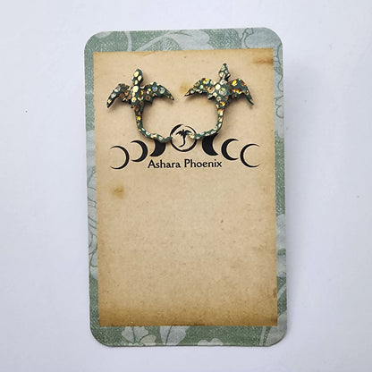 Sunset Waves Water Dragon Stud Earrings