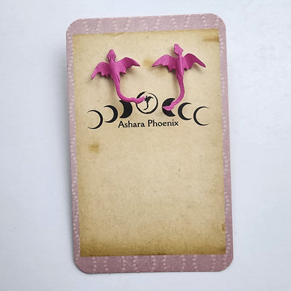 Pink Pixie Pink Dragon Stud Earrings
