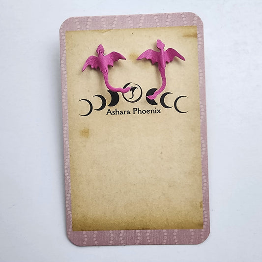 Pink Pixie Pink Dragon Stud Earrings