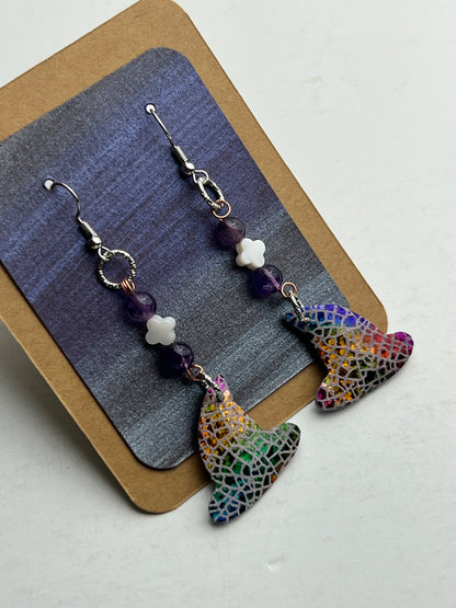 Dream Prism: First Reflection One shell and two amethyst beads
