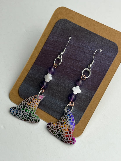Dream Prism: First Reflection One shell and two amethyst beads