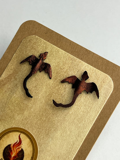 Banked Ember Stud Dragon Earrings