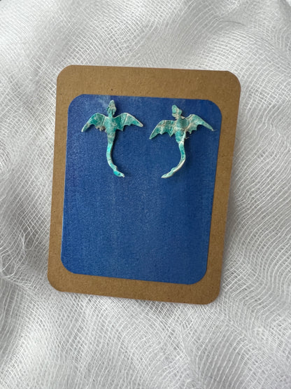 Seafoam Whisper Dragon Stud Earrings