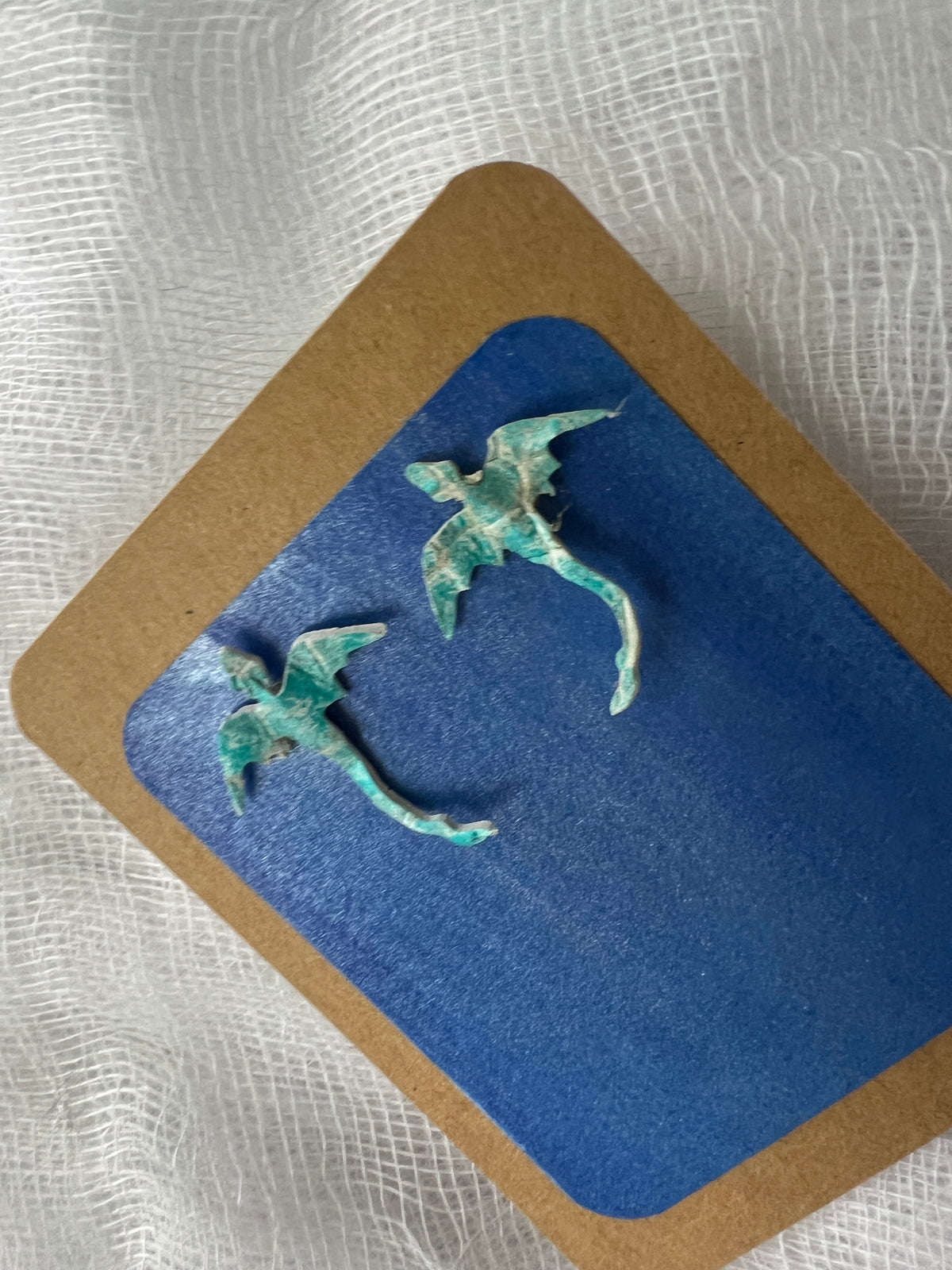 Seafoam Whisper Dragon Stud Earrings