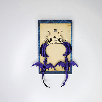 Midnight Dragon and Moon Earrings