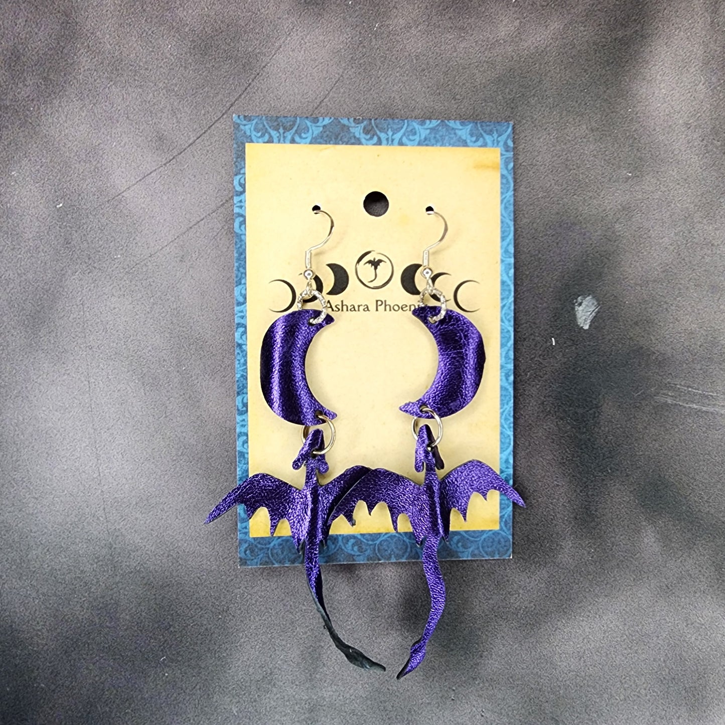 Midnight Dragon and Moon Earrings