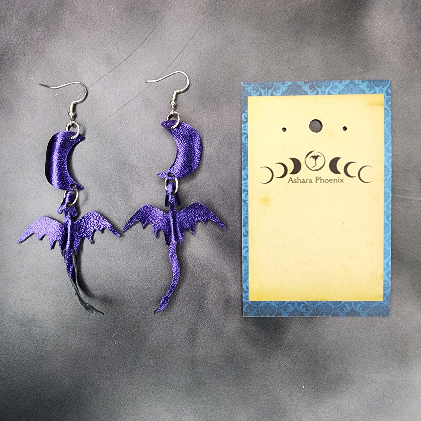 Midnight Dragon and Moon Earrings