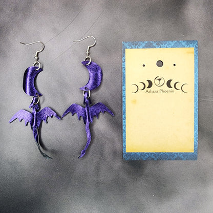 Midnight Dragon and Moon Earrings