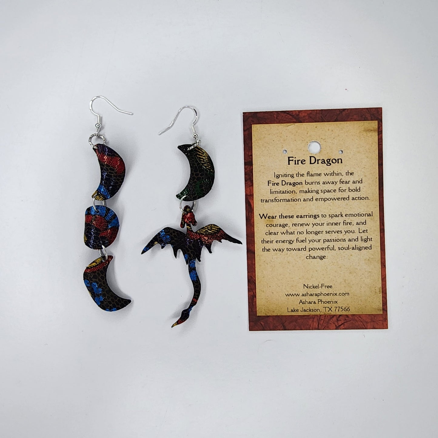 Cuban Fire Dragon and Triple Moon Earrings