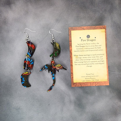 Cuban Fire Dragon and Triple Moon Earrings