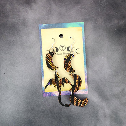 Solar Flare Dragon and Triple Moon Earrings