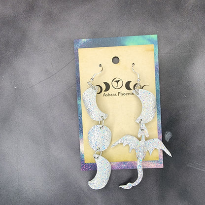 Aurora Gleam Triple Moon And Deagon Earrings