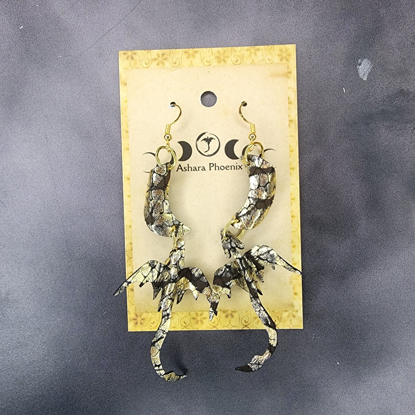 Midas’ Touch Dragon And Moon Earrings