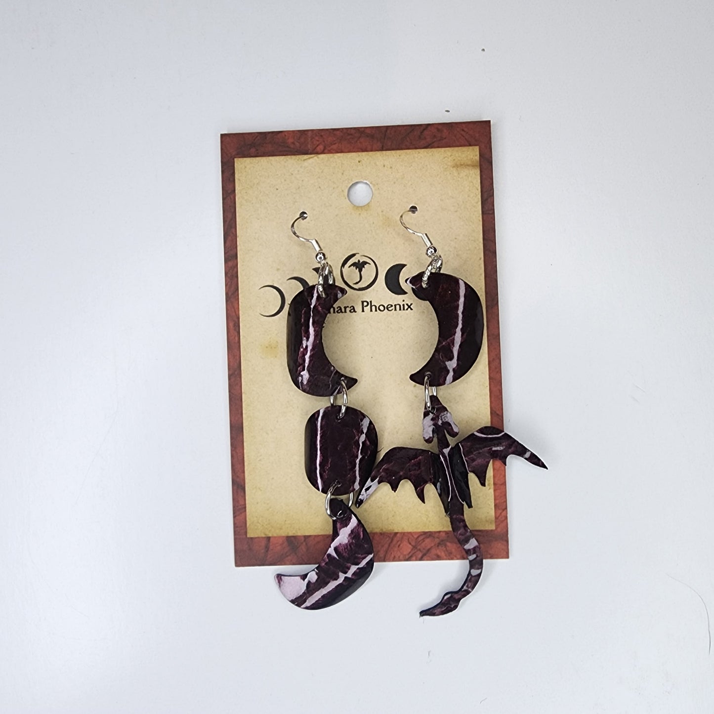 Blood Moon Dragon And Triple Moon Earrings