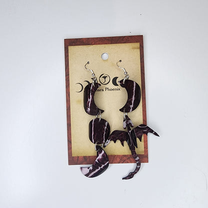 Blood Moon Dragon And Triple Moon Earrings