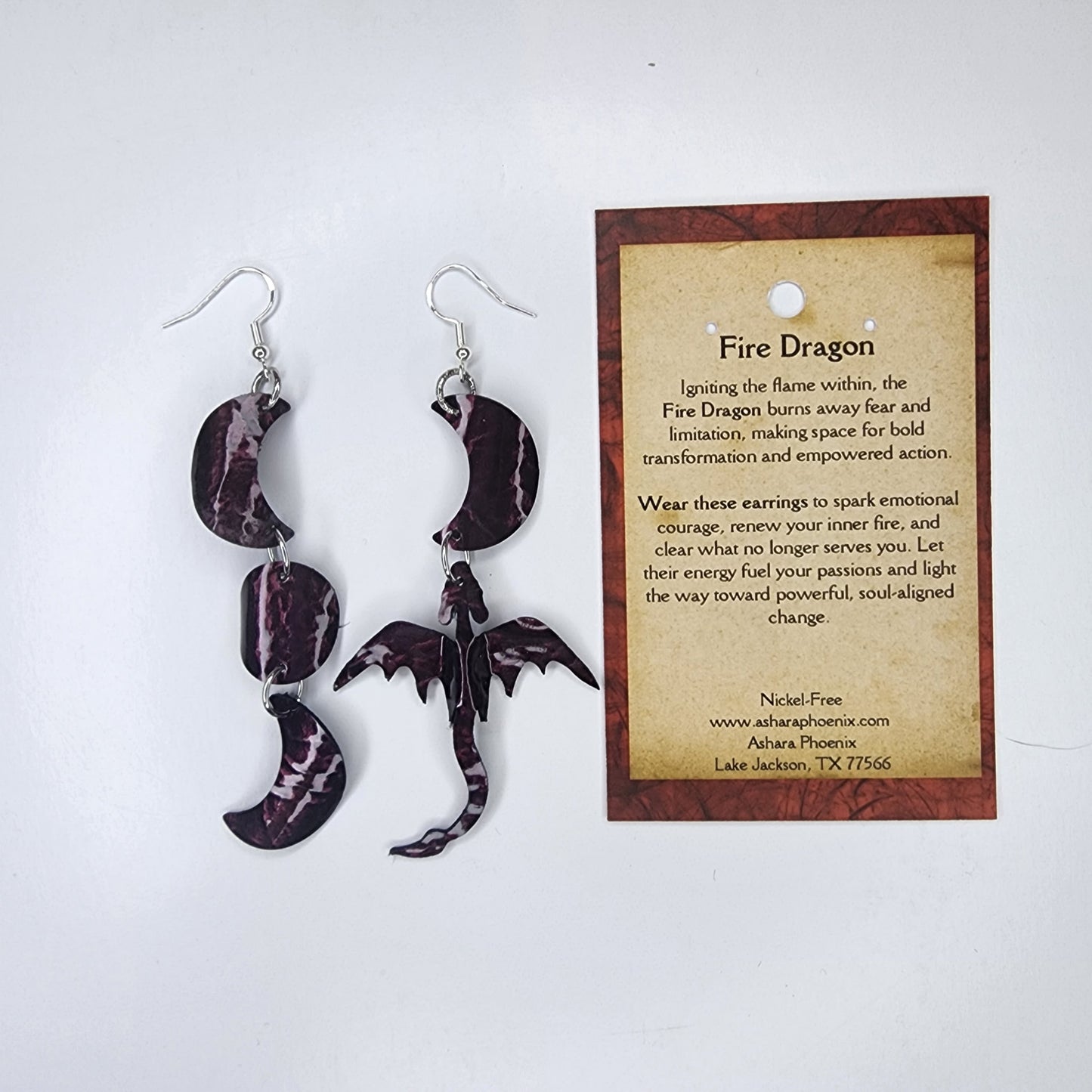 Blood Moon Dragon And Triple Moon Earrings