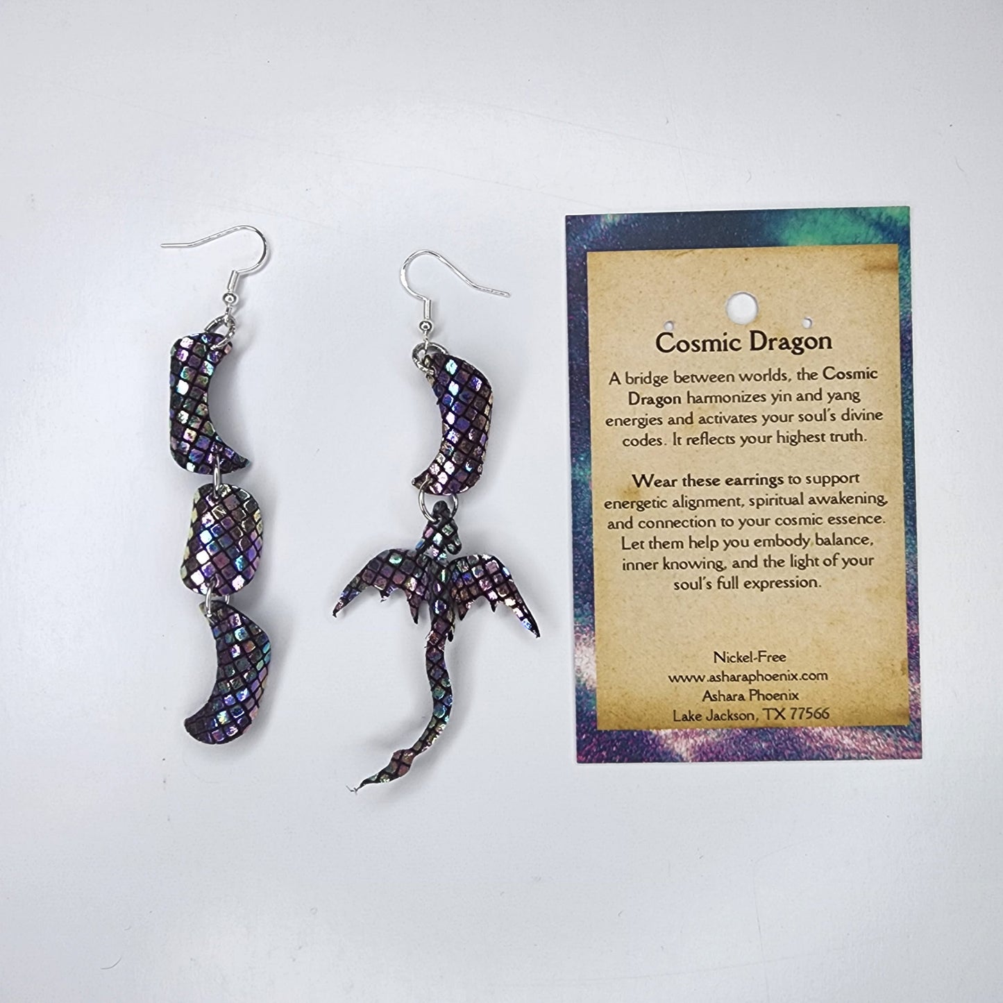 Infinite Reflections Triple moon Amd Dragon Earrings