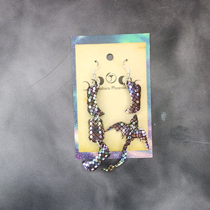 Infinite Reflections Triple moon Amd Dragon Earrings