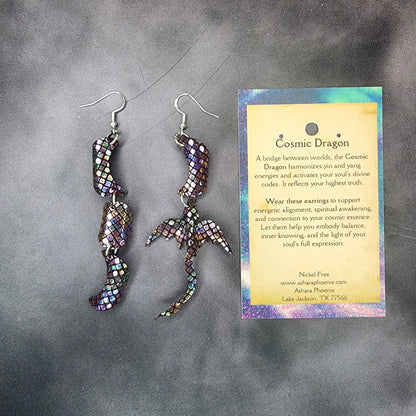 Infinite Reflections Triple moon Amd Dragon Earrings