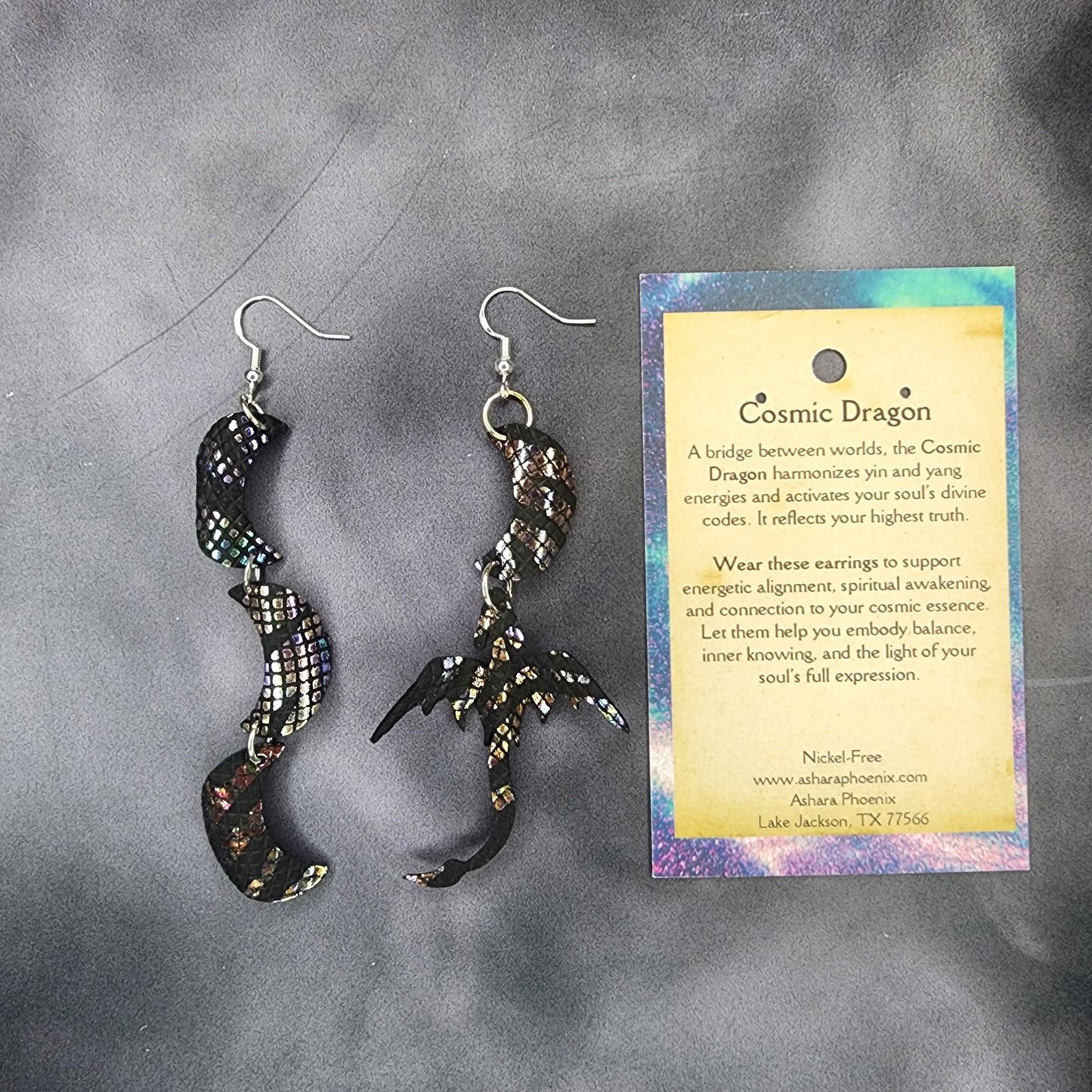 Cosmos Triple Moon And Dragon Earrings