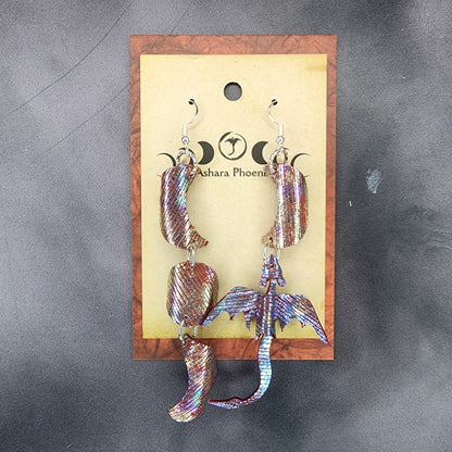 Meltdown Triple Moon And Dragon Earrings