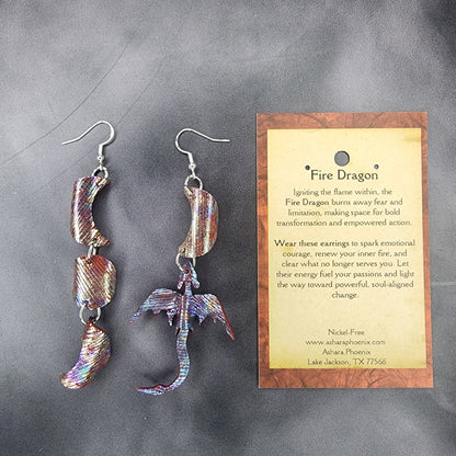 Meltdown Triple Moon And Dragon Earrings