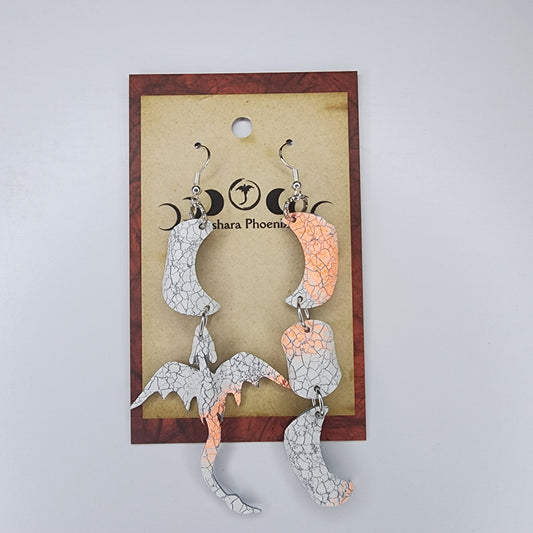Ash Triple Moon And Dragon Earrings