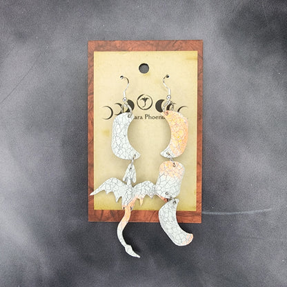 Ash Triple Moon And Dragon Earrings