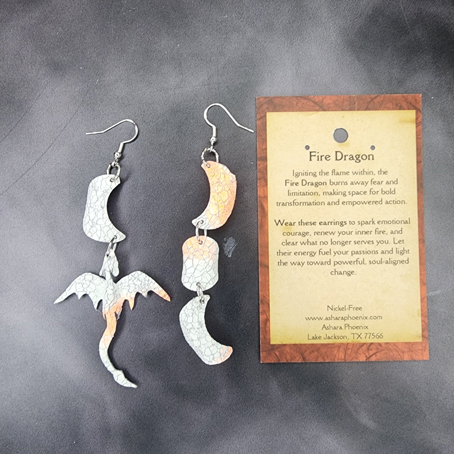 Ash Triple Moon And Dragon Earrings