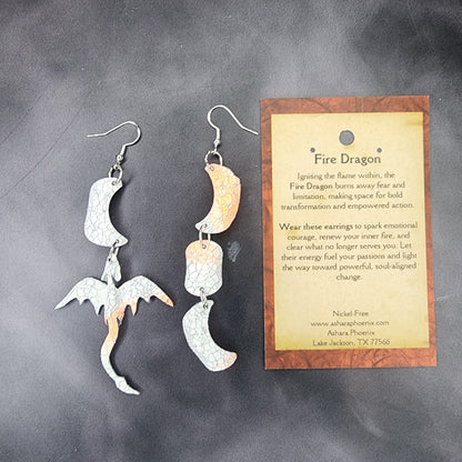 Ash Triple Moon And Dragon Earrings